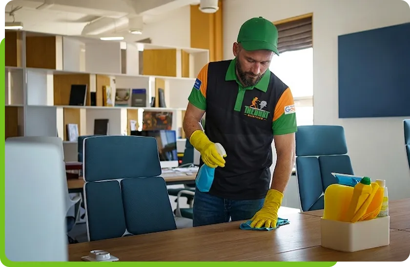 Professional cleaner vacuuming